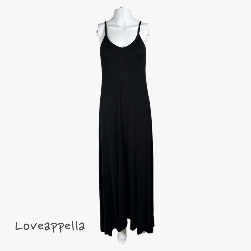 Loveappella Women's Soft Sleeveless Maxi Dress in Black Sz S Rayon Spandex Glam
